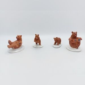 Vintage Lemax Bear‎ Family "Snow Day" Figurines Set of 4